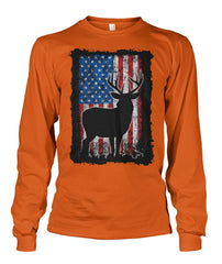 American Flag Buck - Adult Short Sleeve, Long Sleeve, and Hoodie (Choose in Style Box Below)