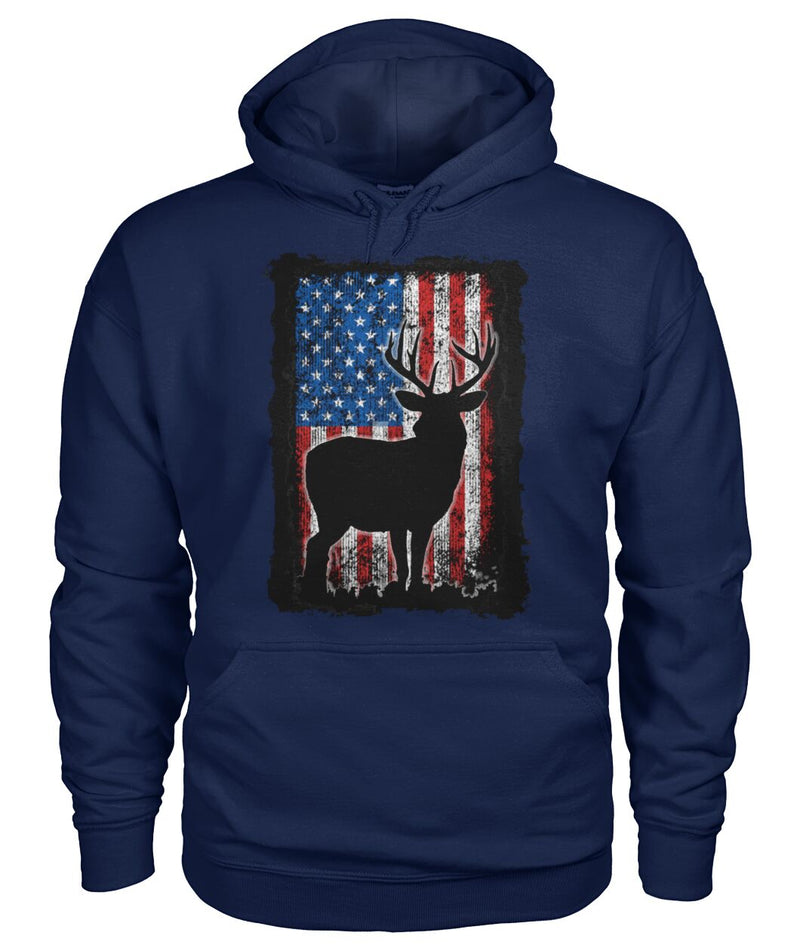 American Flag Buck - Adult Short Sleeve, Long Sleeve, and Hoodie (Choose in Style Box Below)