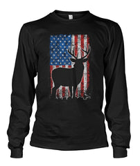 American Flag Buck - Adult Short Sleeve, Long Sleeve, and Hoodie (Choose in Style Box Below)