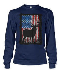American Flag Buck - Adult Short Sleeve, Long Sleeve, and Hoodie (Choose in Style Box Below)