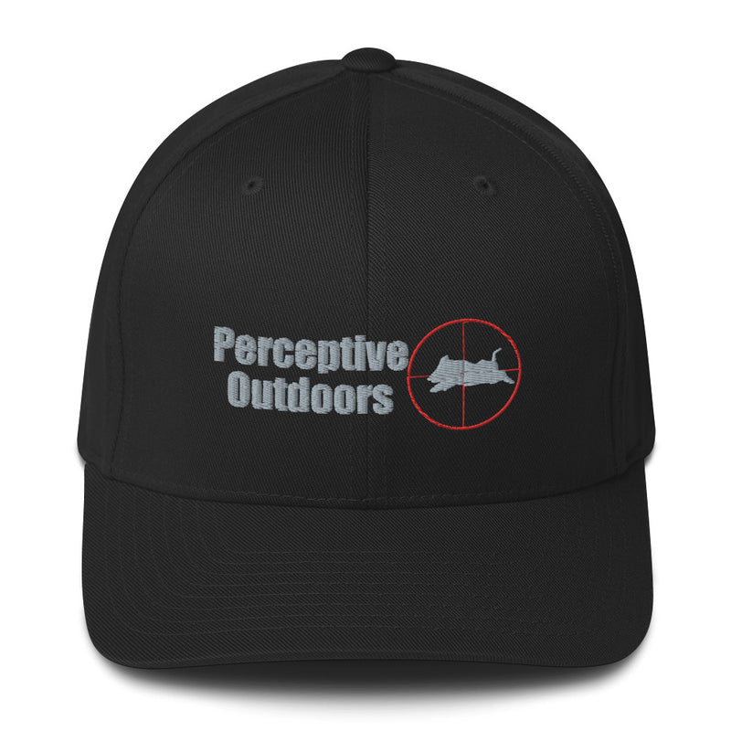 Perceptive Outdoors Pig Logo Black Structured Twill Flexfit Cap