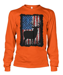 American Flag Buck - Adult Short Sleeve, Long Sleeve, and Hoodie (Choose in Style Box Below)